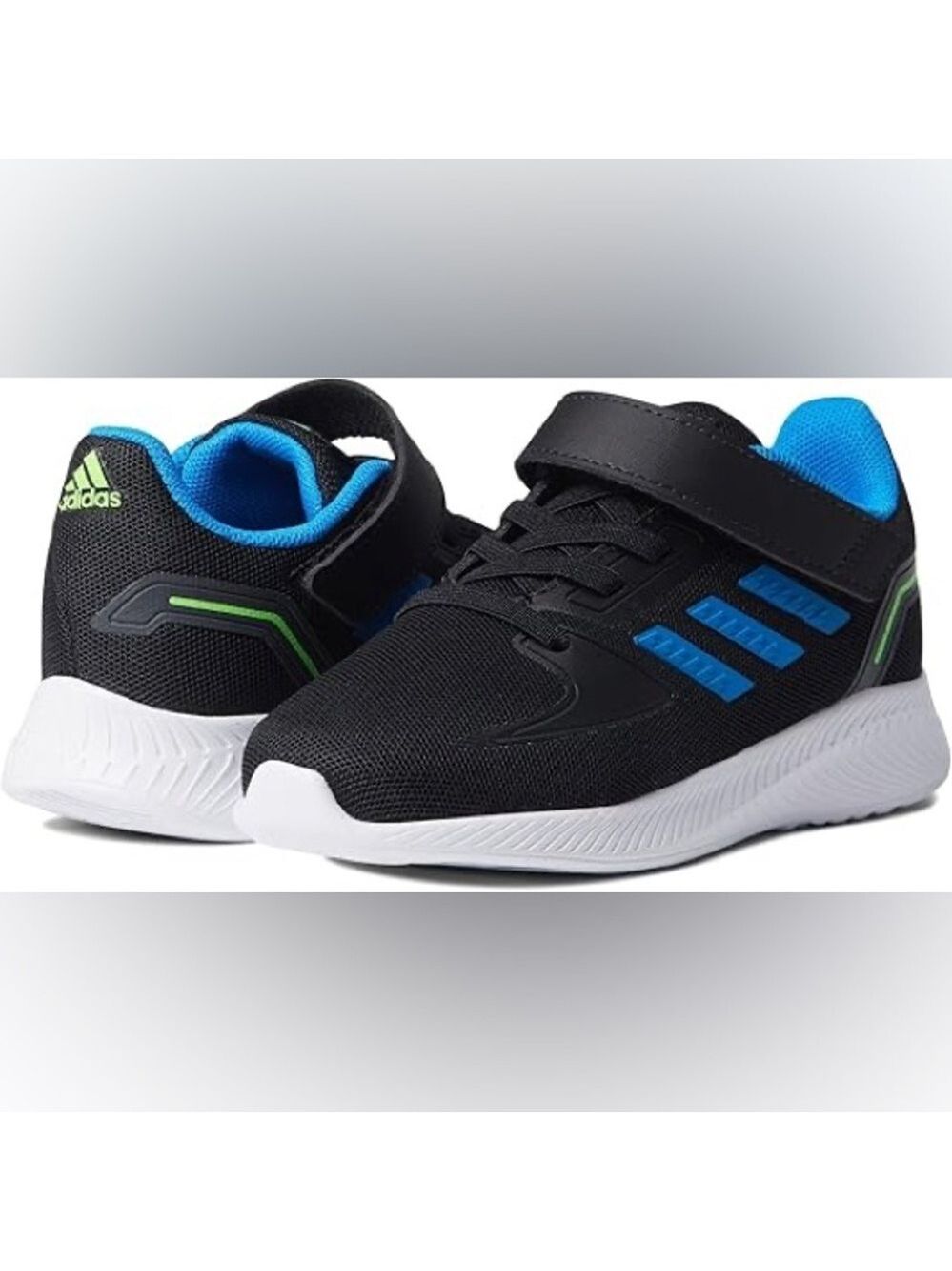Size 5.5 Baby Toddler adidas Kids Black Sneakers with Blue and Green Accents